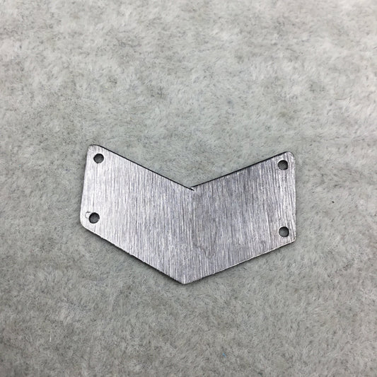 32mm x 22mm Gunmetal Brushed Finish Blank Chevron Shaped Plated Copper Components - Sold in Pre-Counted Bulk Packs of 10 Pieces - (461-GM)