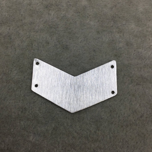 32mm x 22mm Silver Brushed Finish Blank Chevron Shaped Plated Copper Components - Sold in Pre-Counted Bulk Packs of 10 Pieces - (461-SV)