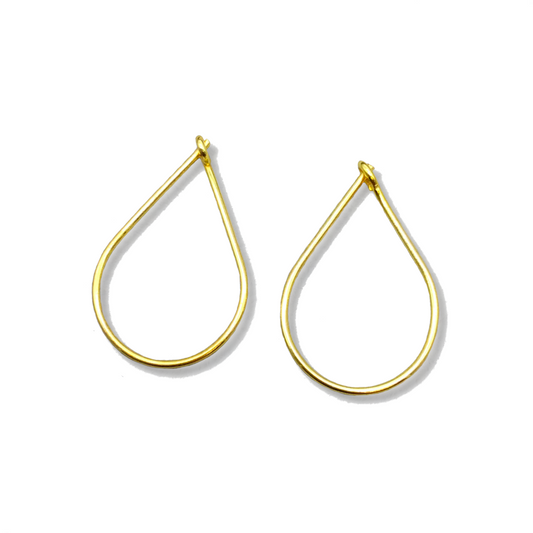 19mm x 28mm - 18k Gold Overlay Pear/Teardrop Shape - High Quality Earring Wire - 4 Pairs Per Pack (8 Pieces Total)