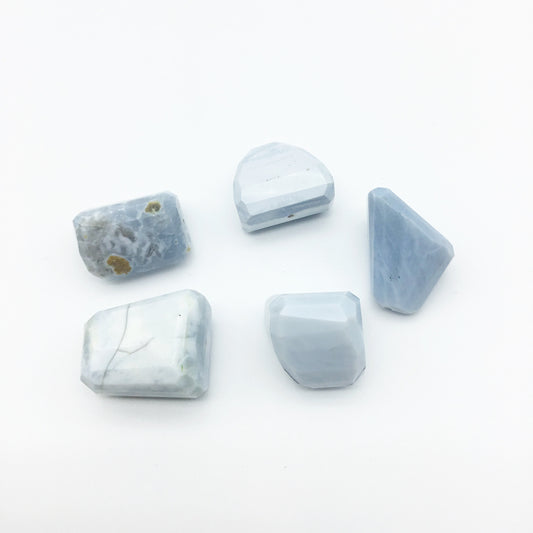 20-25mm Medium Faceted Blue Opal Nugget Bead - Sold Individually, Randomly Chosen - High Quality Hand-Cut Indian Semi-Precious Gemstone