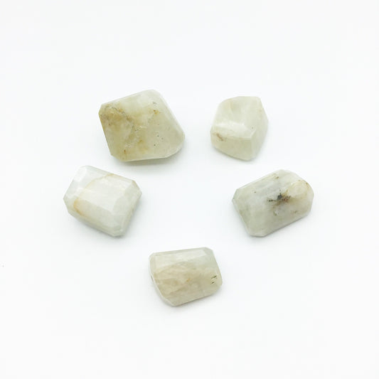 26-35mm Large Faceted White Moonstone Nugget Bead - Sold Individually, Randomly Chosen - High Quality Hand-Cut Indian Semi-Precious Gemstone