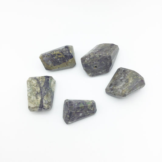 30-35mm Large Faceted Charoite Nugget Bead - Sold Individually, Randomly Chosen - High Quality Hand-Cut Indian Semi-Precious Gemstone