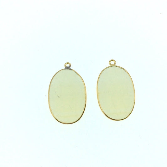 One Pair of OOAK Gold Finish Faceted Yellow Banded Agate Freeform Shaped Bezel Pendants "GB"- Measuring 18mm x 27mm - Natural Gemstone