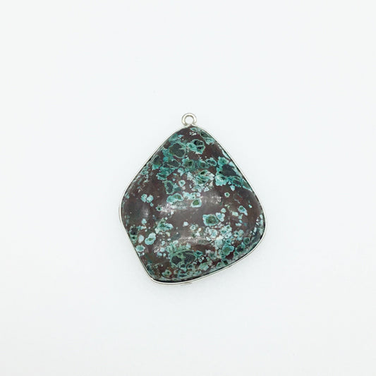 OOAK Silver Plated Stabilized Brazilian Turquoise Freeform Shaped Bezel Pendant "BTS19" - ~ 31mm x 35mm - Sold Individually , As Pictured