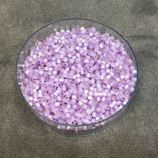 Size 11/0 Alabaster Finish Silver Lined Lavender Genuine Miyuki Delica Glass Seed Beads - Sold by 7.2g Tubes (Approx. 1300 Beads/2" Tube)
