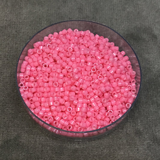 Size 11/0 Glossy Finish Dyed Opaque Rose Genuine Miyuki Delica Glass Seed Beads - Sold by 7.2 Gram Tubes (Approx. 1300 Beads per 2" Tube)
