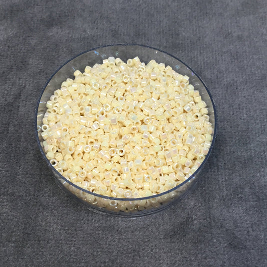 Size 11/0 Glossy Finish Opaque Cream AB Genuine Miyuki Delica Glass Seed Beads - Sold by 7.2 Gram Tubes (Approx. 1300 Beads per 2" Tube)