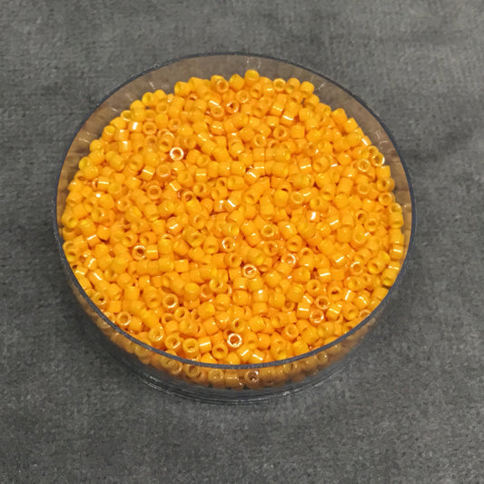 Size 11/0 Glossy Finish Dyed Opaque Squash Genuine Miyuki Delica Glass Seed Beads - Sold by 7.2 Gram Tubes (Approx. 1300 Beads per 2" Tube)