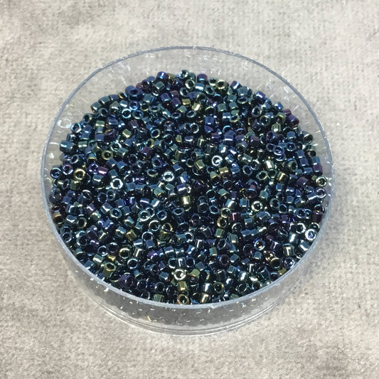Size 11/0 Glossy Finish Metallic Blue Iris Genuine Miyuki Delica Glass Seed Beads - Sold by 7.2 Gram Tubes (Approx. 1300 Beads per 2" Tube)