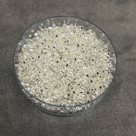 Size 11/0 Glossy Silver Lined Crysal Genuine Miyuki Delica Glass Seed Beads - Sold by 7.2 Gram Tubes (Approx. 1300 Beads per 2" Tube)