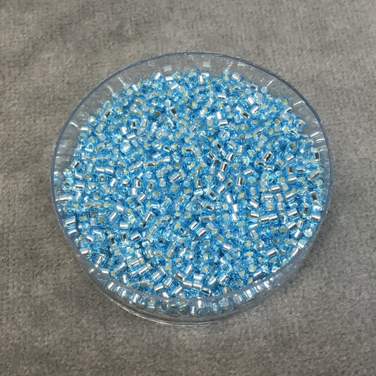 Size 11/0 Glossy Silver Lined Light Blue Genuine Miyuki Delica Glass Seed Beads - Sold by 7.2 Gram Tubes (Approx. 1300 Beads per 2" Tube)