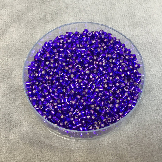 Size 11/0 Glossy Finish Silver Lined Violet Genuine Miyuki Delica Glass Seed Beads - Sold by 7.2 Gram Tubes (Approx. 1300 Beads per 2" Tube)