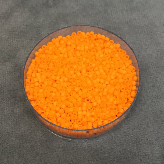 Size 11/0 Matte Finish Op. Mandarin Orange Genuine Miyuki Delica Glass Seed Beads - Sold by 7.2 Gram Tubes (Approx. 1300 Beads per 2" Tube)