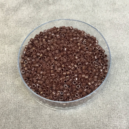 Size 11/0 Glossy Finish Chocolate Brown Genuine Miyuki Delica Glass Seed Beads - Sold by 7.2 Gram Tubes (Approx. 1300 Beads per 2" Tube)