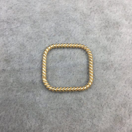 20mm Gold Finish Open Twisted Wire Square Shaped Plated Copper Components - Sold in Pre-Counted Bulk Packs of 10 Pieces - (462-GD)