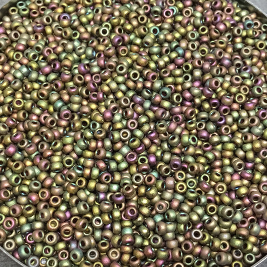 Size 11/0 Matte Finish Metallic Khaki Iris Miyuki Glass Seed Beads - Sold by 23 Gram Tubes (~ 2500 Beads / Tube) - (11-92035)