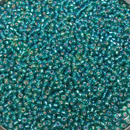 Size 11/0 Glossy Finish Silver-Lined Emerald AB Color Miyuki Glass Seed Beads - Sold by 23 Gram Tubes (~ 2500 Beads / Tube) - (11-91017)