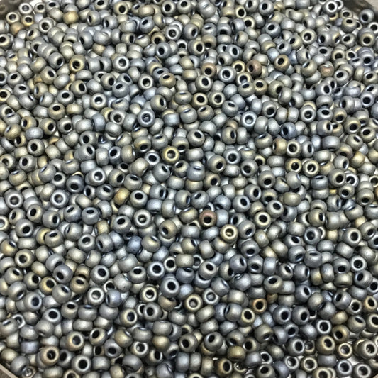 Size 11/0 Matte Finish Metallic Silver Grey Miyuki Glass Seed Beads - Sold by 23 Gram Tubes (~ 2500 Beads / Tube) - (11-92012)