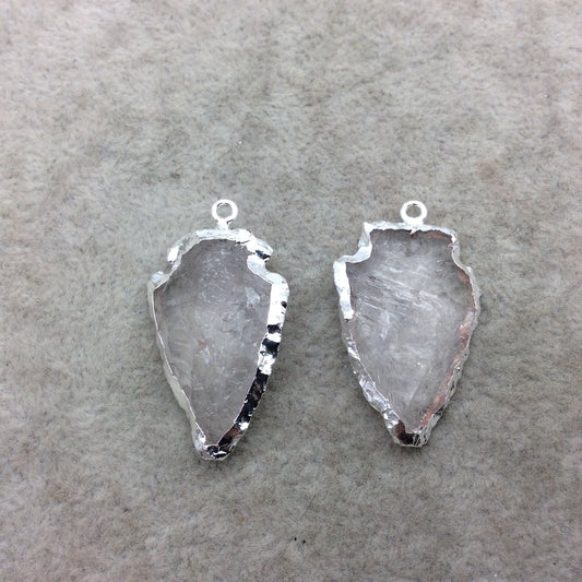1-1.5" Arrowhead Shaped Electroformed Clear Quartz Pendant - Measuring 25mm-30mm Long, Approximately - Sold Individually, Randomly Chosen