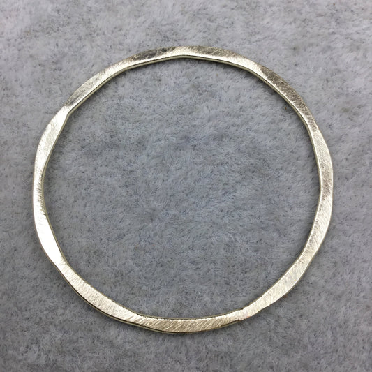 40mm Gold Brushed Finish Open Hammered Circle/Ring/Hoop Shaped Plated Copper Components - Sold in Packs of 10 Pieces - (486-GD)