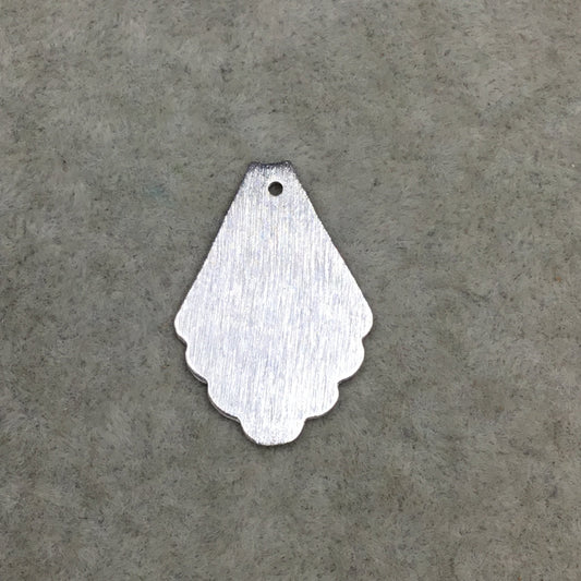 Medium Sized Fan/Scallop Silver Brushed Plated Copper Pendant Components - Measuring 18mm x 29mm - Sold in Packs of 10 (438-SV)