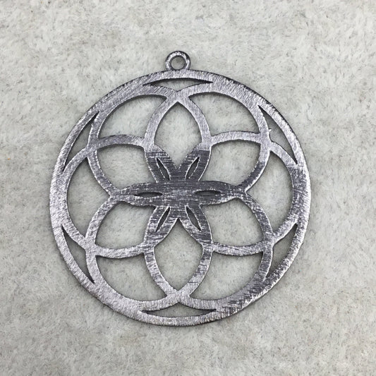 Gunmetal Plated Floral Seed of Life Cutout Circle Shaped Brushed Finish Copper Components - Measuring 42mm x 42mm - Sold in Packs of 10
