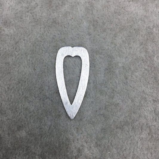 15mm x 33mm Silver Brushed Plated Copper Thick Open Heart Shaped Un-drilled Components - Sold in Packs of 10 (499-SV)