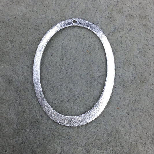 30mm x 40mm Silver Brushed Finish Thick Open Oval Shaped Plated Copper Components - Sold in Pre-Counted Bulk Packs of 10 Pieces - (582-SV)