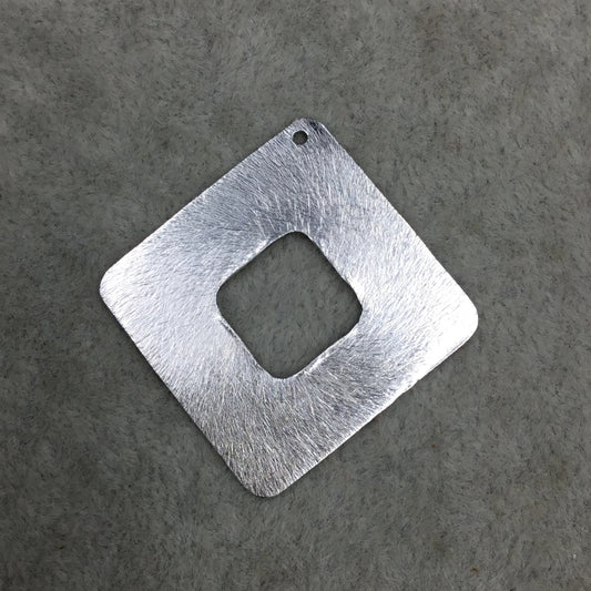 40mm x 40mm Silver Brushed Finish Thick Open Diamond Shaped Plated Copper Components - Sold in Pre-Counted Bulk Packs of 10 Pieces (583-SV)