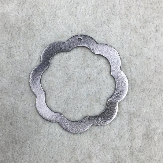 42mm x 42mm Medium Sized Gunmetal Plated Copper Thick Open Scalloped Flower Blossom Shaped Components - Sold in Packs of 10 (585-GM)