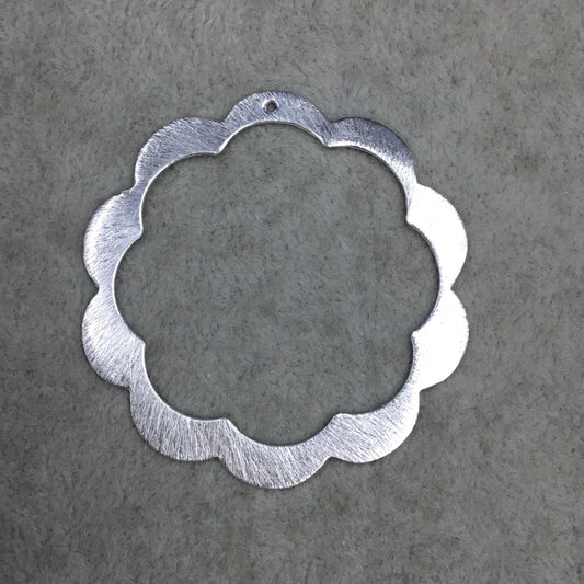 50mm x 52mm Large Sized Silver Plated Copper Thick Open Scalloped Flower Blossom Shaped Components - Sold in Packs of 10 (586-SV)