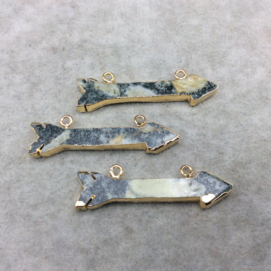 2-2.5" Gold Finish Arrow Shaped Electroplated Serpentine Pendant - Measuring 50mm-64mm Long - Sold Individually