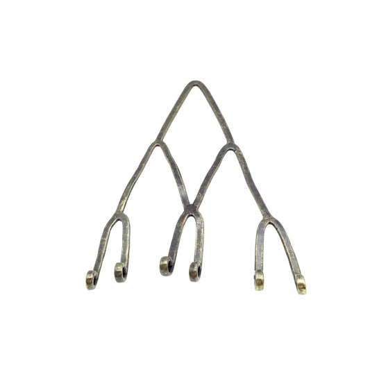 62mm x 70mm Rustic Branch Chandelier Shaped Brass Component with Six Loops - Sold Individually