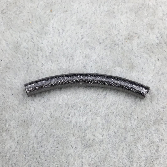 38mm x 4mm Gunmetal Brushed Long Curved Tube (with 2mm Hole) Plated Copper Component - Sold in Packs of 10 (600-GM)