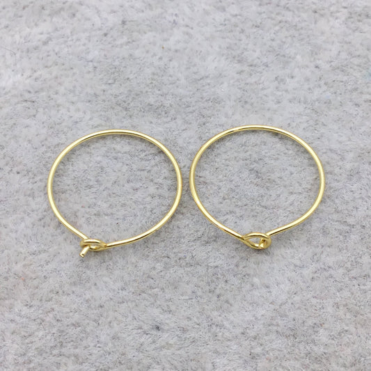20mm x 20mm - 18k Gold Overlay Circle Shape - High Quality Earring Wire - Eight Pairs Per Pack (Sixteen Pieces Total)