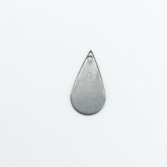 8mm x 15mm Gunmetal Brushed Finish Single Drilled Blank Teardrop Shaped Plated Copper Components - Sold in Packs of 10 Pieces - (607-GM)