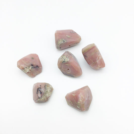 20-30mm Small Faceted Pink Opal Nugget Bead - Sold Individually, Randomly Chosen - High Quality Hand-Cut Indian Semi-Precious Gemstone