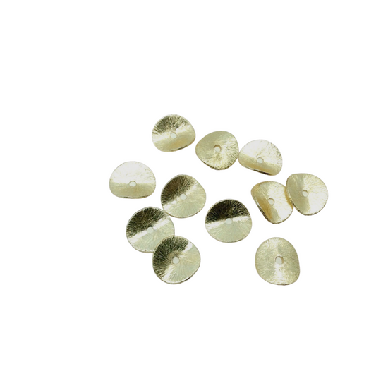 10mm Gold Brushed Finish Wavy Disc/Heishi Washer/Spacer Shaped Components - Sold in Pre-Counted Bulk Packs of 10 Pieces - (616-GD)