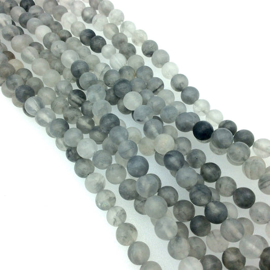 6mm Smooth Mixed Gray Agate Round/Ball Shaped Beads - 15.5" Strand (Approximately 64 Beads) - Natural Semi-Precious Gemstone