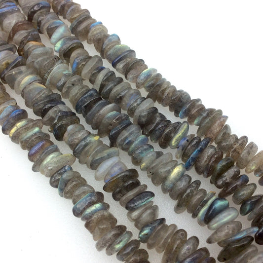 Natural Iridescent Labradorite Freeform Nugget Shaped Beads - Sold by 15" Double Strands (Approx. 129 Beads) - Measuring 3mm x 9mm, Approx.