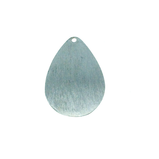18mm x 29mm Silver Brushed Finish Blank Teardrop Shaped Plated Copper Components - Sold in Pre-Counted Bulk Packs of 10 Pieces - (622-SV)