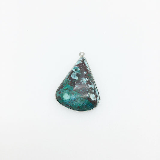 OOAK Silver Plated Stabilized Brazilian Turquoise Freeform Shaped Bezel Pendant "BTS8" - ~ 25mm x 33mm - Sold Individually , As Pictured