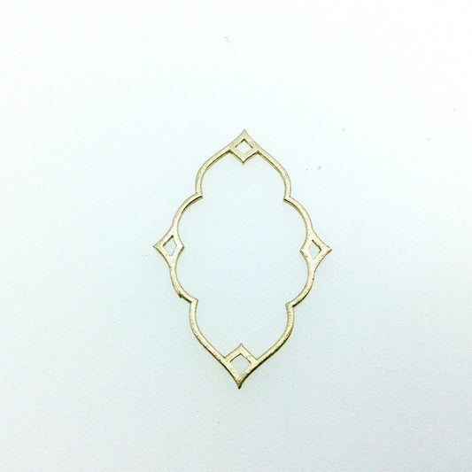 33mm x 50mm Gold Brushed Finish Thin Keyhole Shaped Plated Copper Components With Points - Sold in Bulk Packs of 10 Pieces - (609-GD)