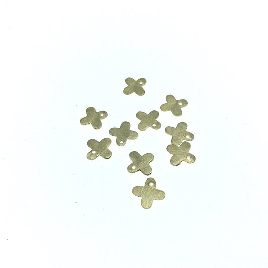 10mm Gold Brushed Finish Blank Quatrefoil Shaped Plated Copper Components - Sold in Pre-Counted Bulk Packs of 10 Pieces