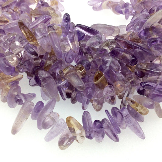 Ametrine Stick Beads - 14.5" Strand (Approximately 95 Beads) - Measuring 3-8mm x 10-23mm - Natural Semi-Precious Gemstone