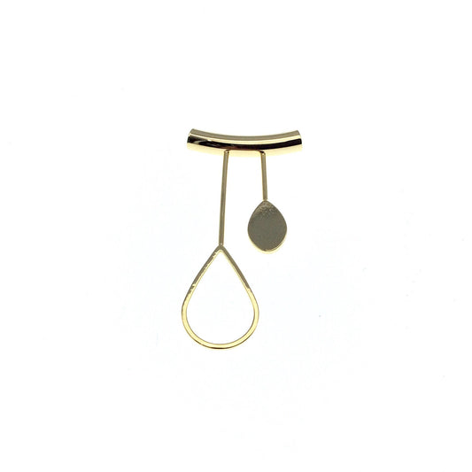 Gold Plated Tube Pendant - with Teardrop Embellishments - Measuring 25mm x 50mm with 5mm Hole - Sold Individually, Chosen at Random
