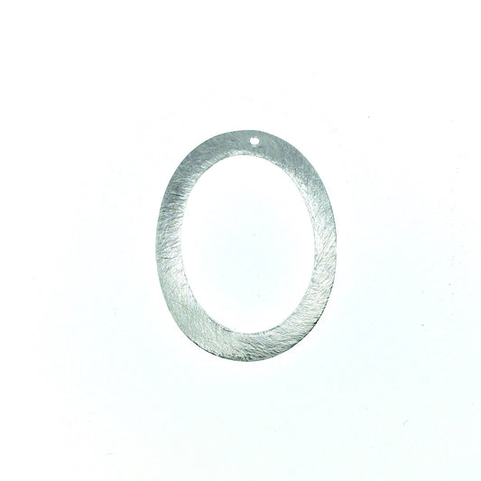 25mm x 33mm Silver Brushed Finish Thick Open Oval Shaped Plated Copper Components - Sold in Pre-Counted Bulk Packs of 10 Pieces - (627-SV)