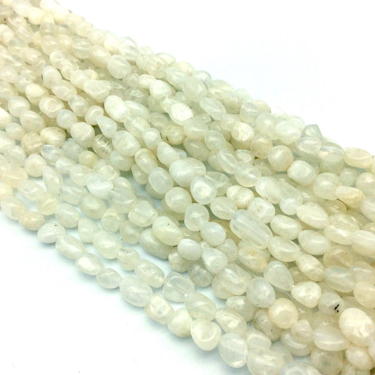 Natural Moonstone Pebble/Nugget Beads - 16" Strand (Approximately 155 Beads) - Measuring 7-8mm - Natural Semi-Precious Gemstone