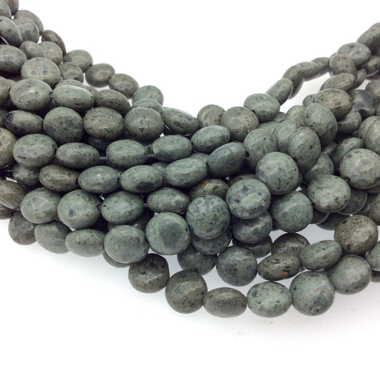 8mm Smooth Natural Frogskin Jasper Top Drilled Disc/Coin Shape Beads W 1mm Holes - Sold by 15.5" Strands (~ 50 Beads) - Quality Gemstone