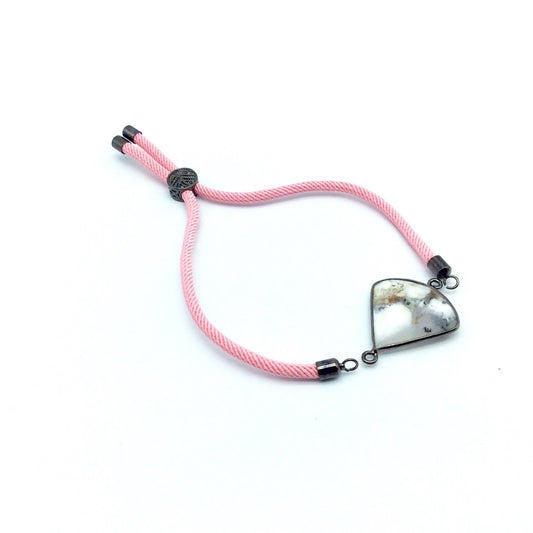 Pink Half Finished Cord Bracelet with Gunmetal Plated Tree of Life Sliding Stopper Bead - 115mm Single Cord Length, 8mm Stopper Bead